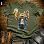 Party Animal Beer Enjoyer Cat Military Green | Party Animal Tee