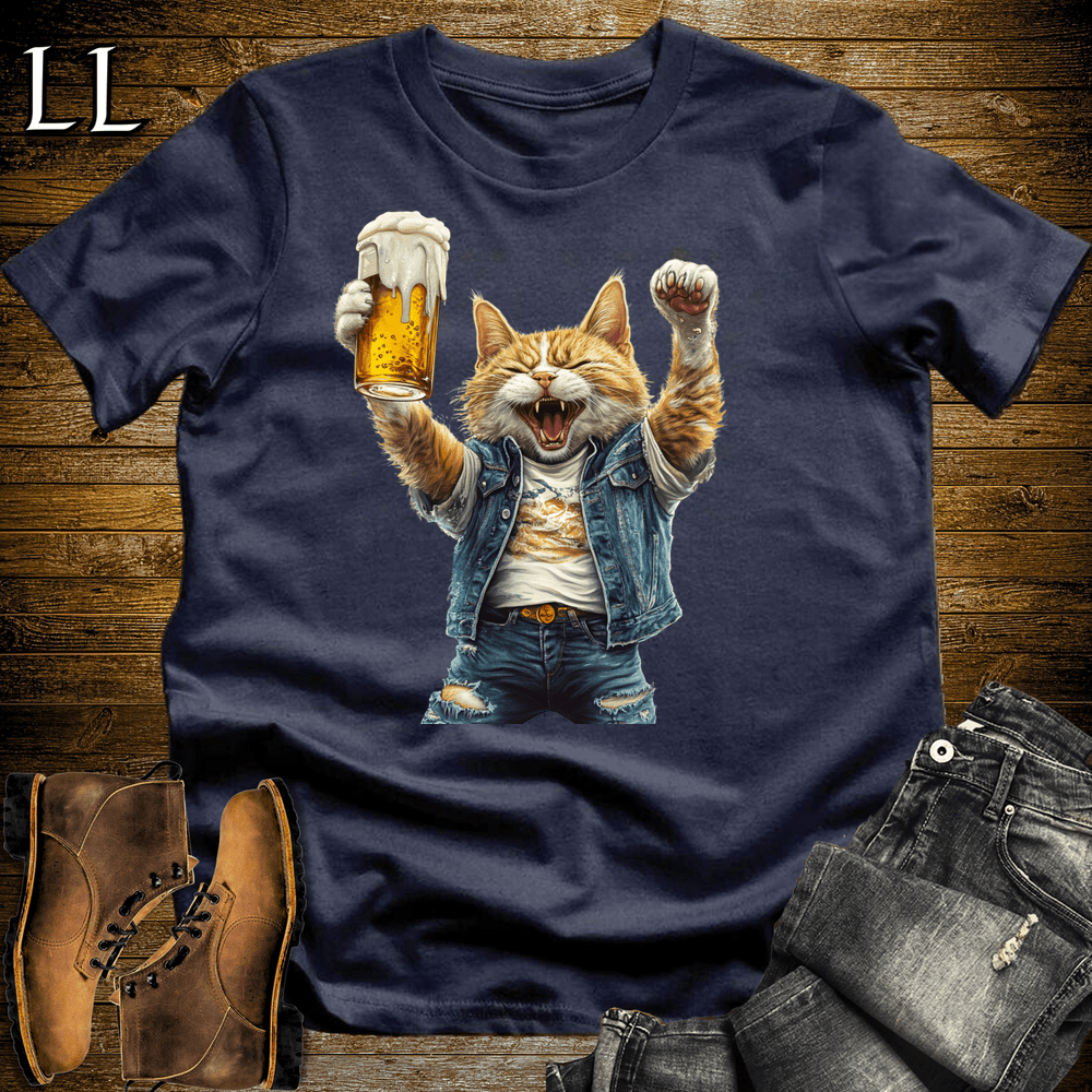 Party Animal Beer Enjoyer Cat Navy | Party Animal Tee