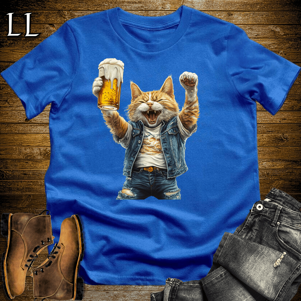 Party Animal Beer Enjoyer Cat White | Party Animal Tee
