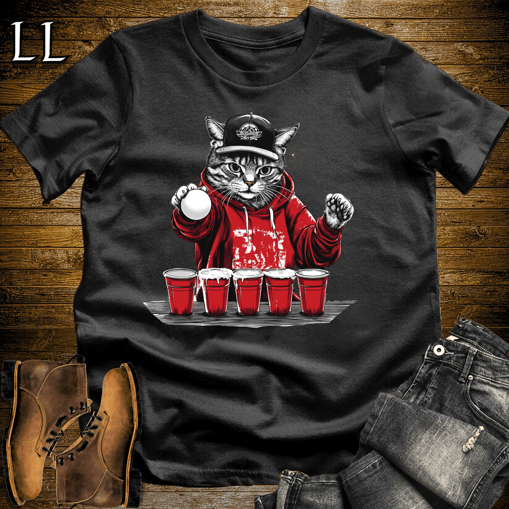 Party Animal Beer Pong Cat - Black - LegacyLayers