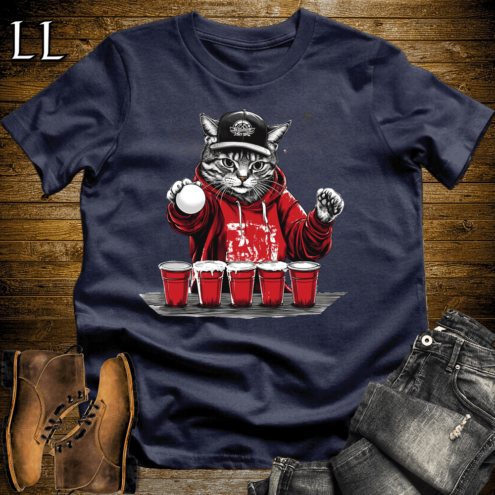 Party Animal Beer Pong Cat - Navy - LegacyLayers