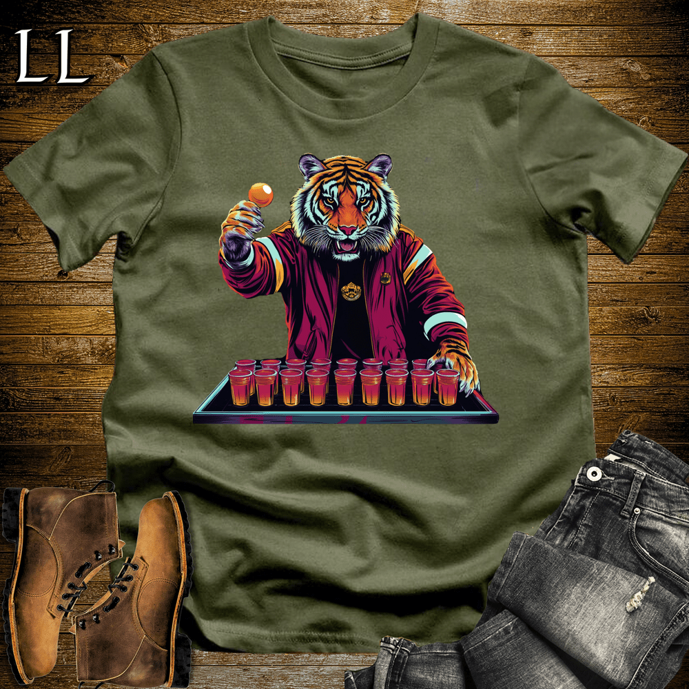 Party Animal Beer Pong Tiger - Military Green - LegacyLayers