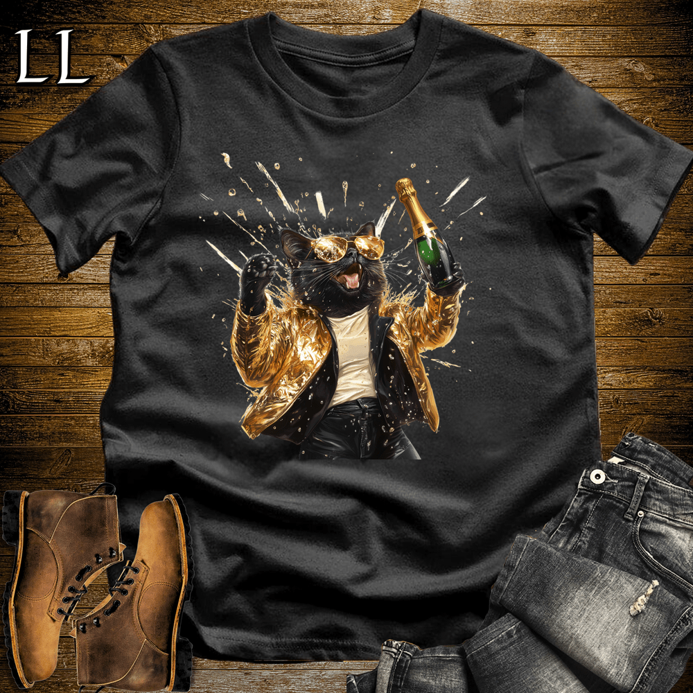 Party Animal Champagne Shower Cat Black | Champagne Cat