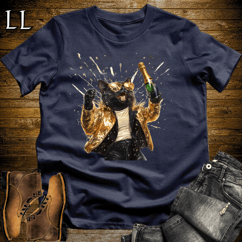 Party Animal Champagne Shower Cat Navy | Champagne Cat