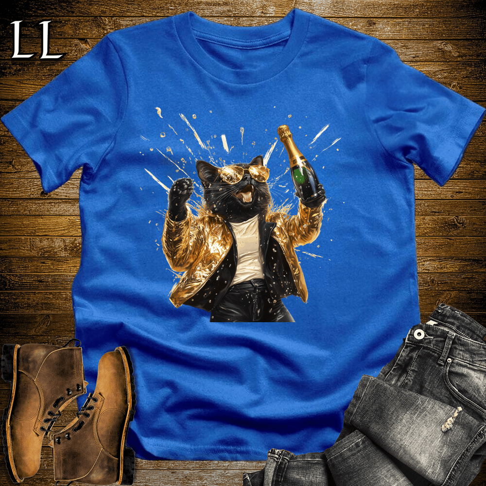 Party Animal Champagne Shower Cat Royal Blue | Champagne Cat