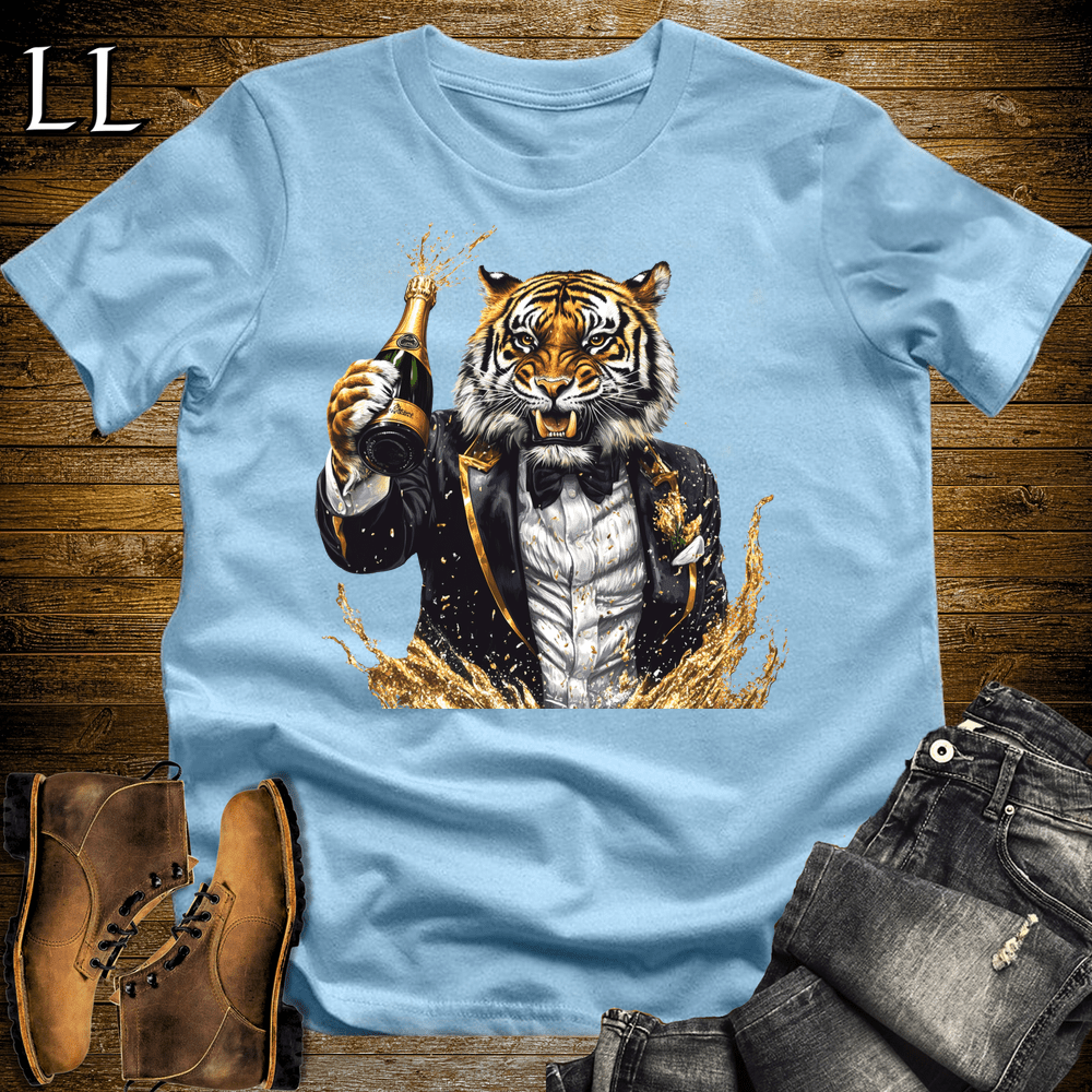 Party Animal Champagne Shower Tiger Light Blue | Champagne Shower Tiger