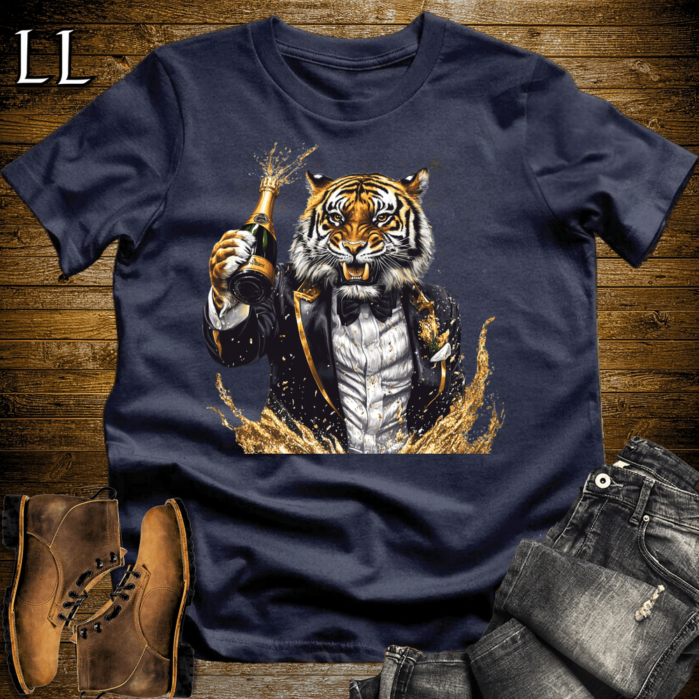 Party Animal Champagne Shower Tiger - Navy - LegacyLayers
