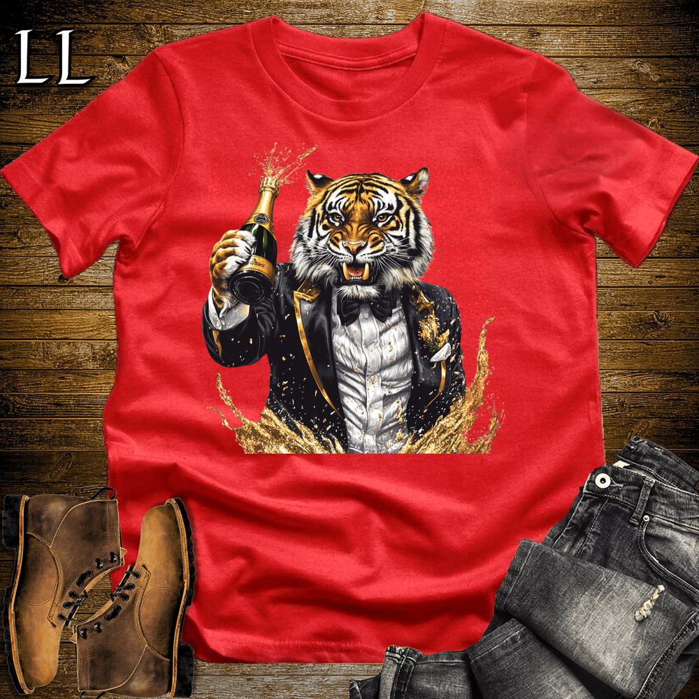 Party Animal Champagne Shower Tiger Red | Champagne Shower Tiger