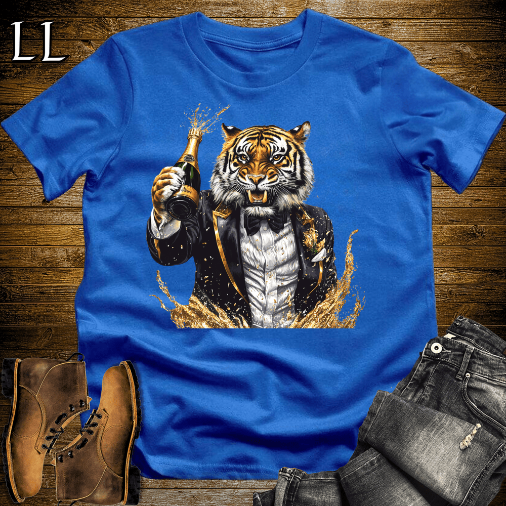 Party Animal Champagne Shower Tiger Royal Blue | Champagne Shower Tiger