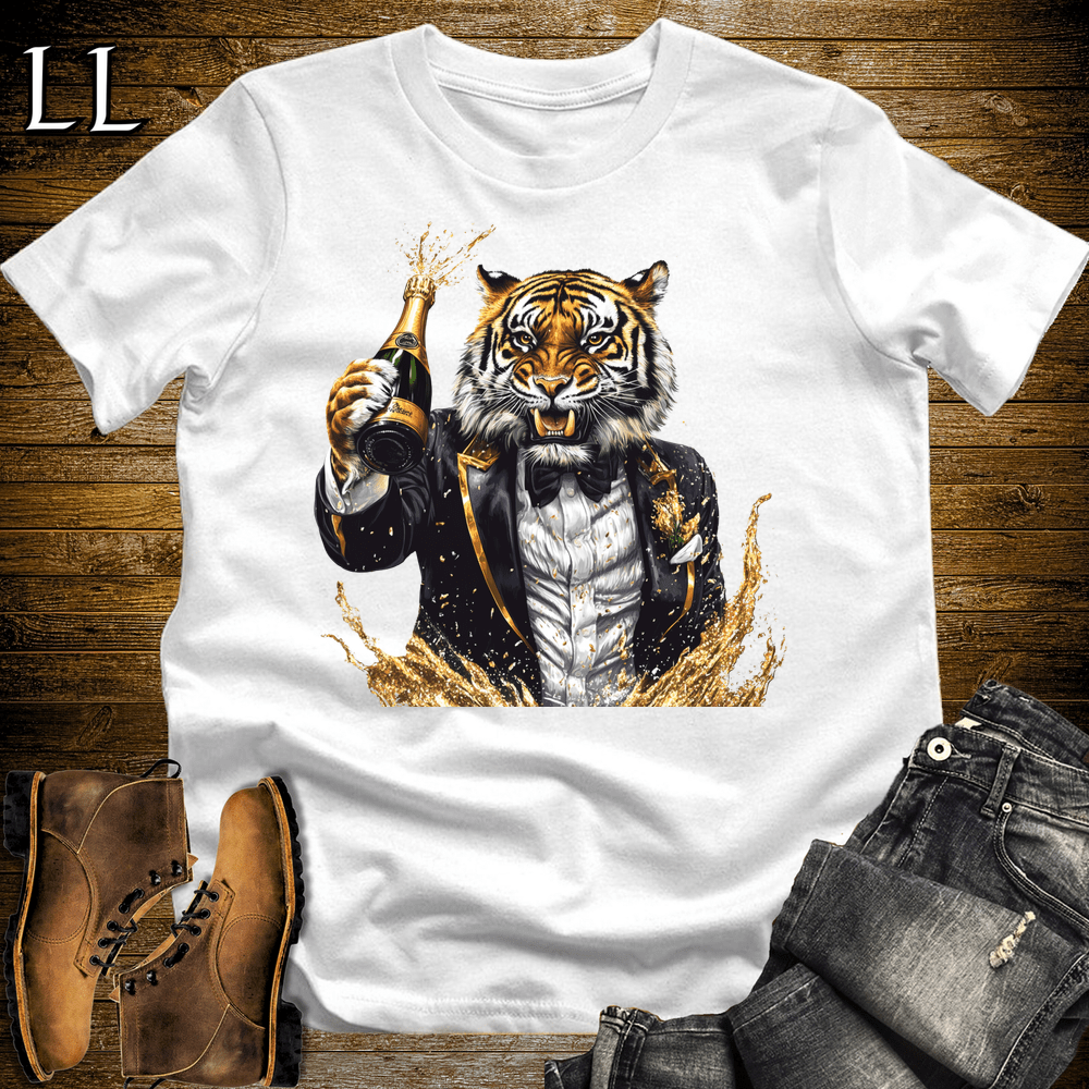Party Animal Champagne Shower Tiger - White - LegacyLayers