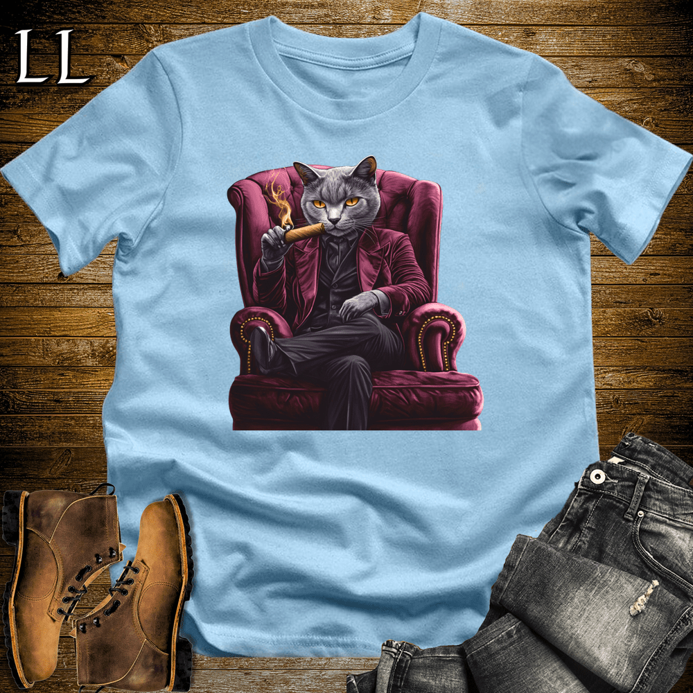 Party Animal Cigar Cat Light Blue | Party Animal Tee