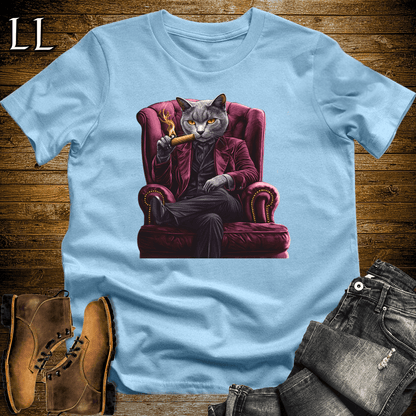 Party Animal Cigar Cat Light Blue | Party Animal Tee