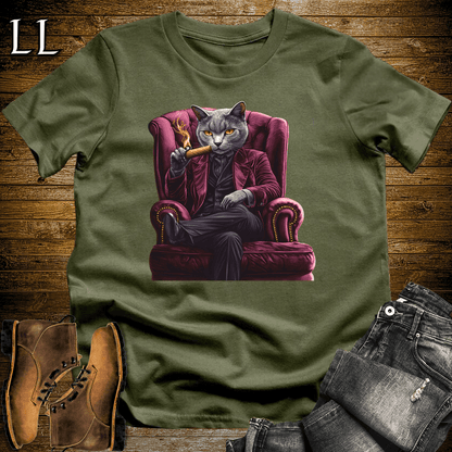 Party Animal Cigar Cat Military Green | Party Animal Tee