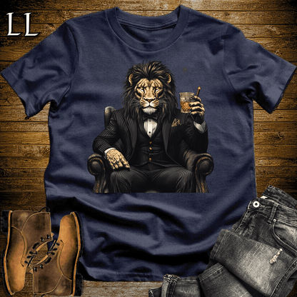 Party Animal Cigar Lion T-Shirt Navy | Party Animal Cigar Lover Gift Tee