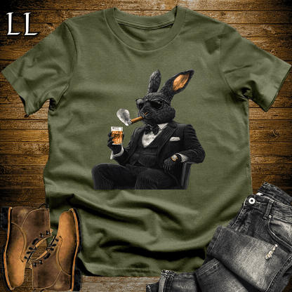 Party Animal Cigar Rabbit T-Shirt Military Green | Party Animal Cigar Lover Gift Tee