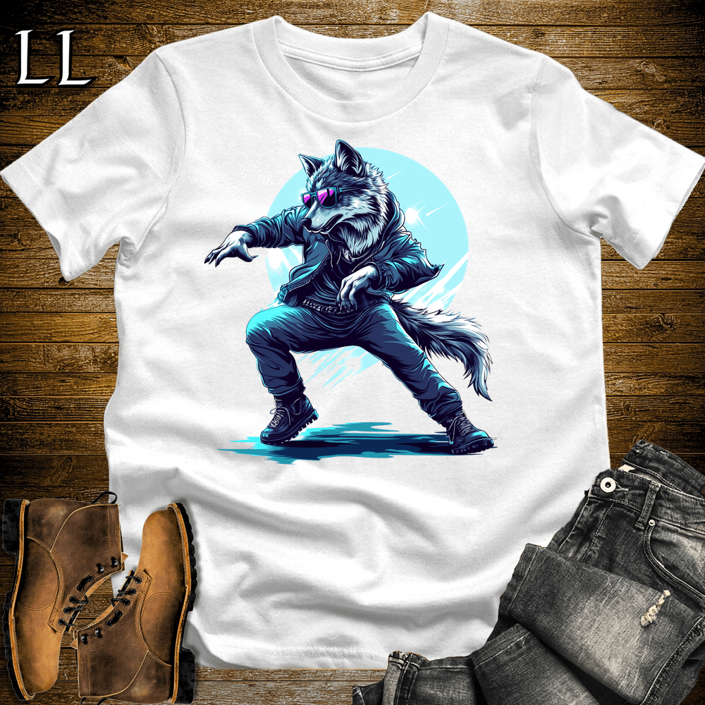 Party Animal Dancing Wolf White | Dancing Wolf Tee