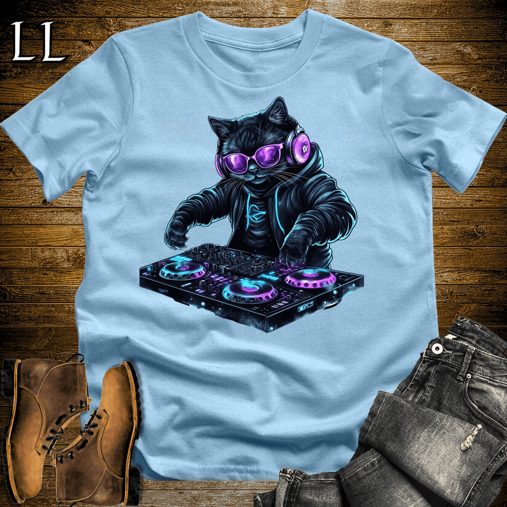Party Animal DJ Cat Light Blue | Party Animal Tee