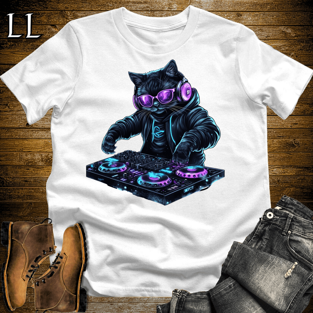 Party Animal DJ Cat White | Party Animal Tee