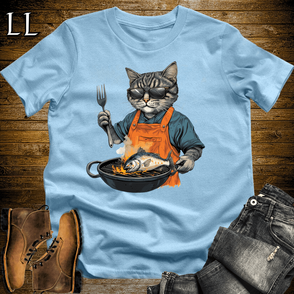Party Animal Grill Cat Light Blue | Party Animal Tee