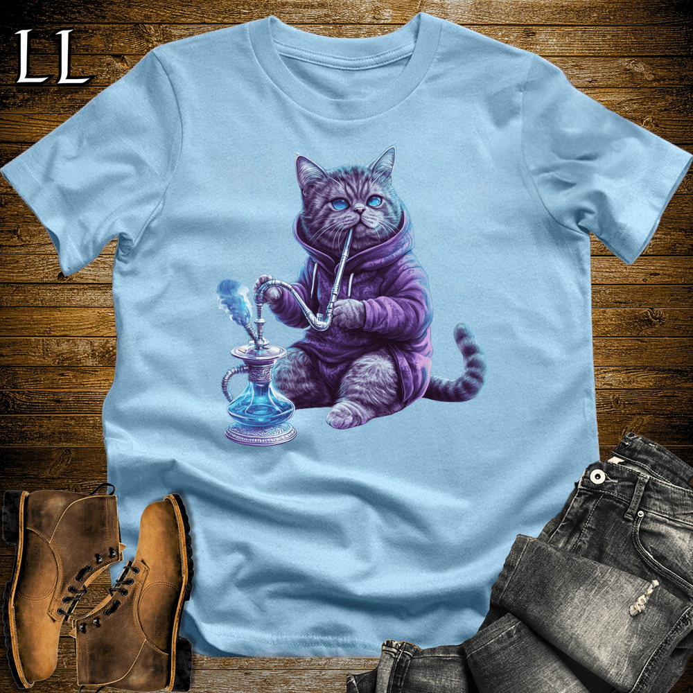 Party Animal Hookah Cat Light Blue | Party Animal Tee