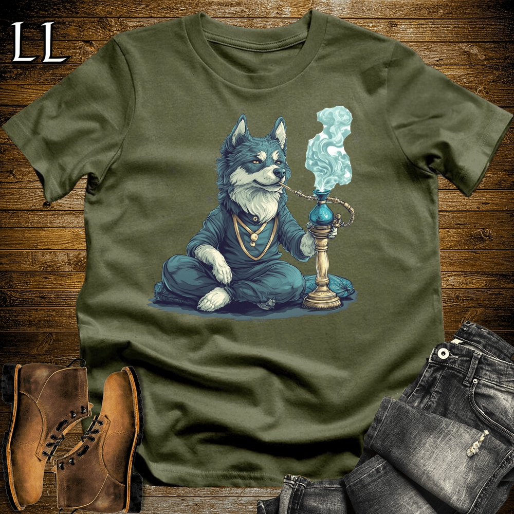 Party Animal Hookah Dog Military Green | Hookah Dog | Party Animal Tee