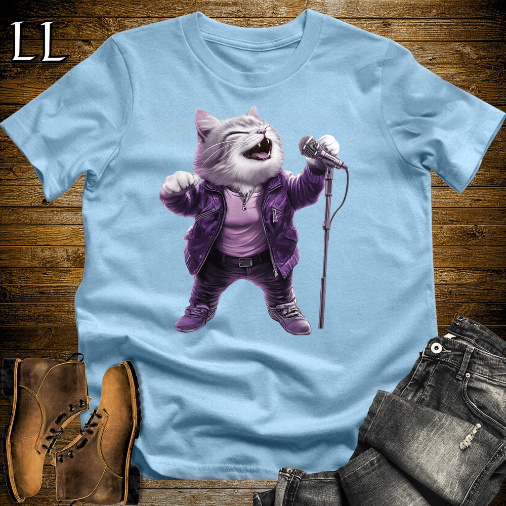 Party Animal Karaoke Cat Light Blue | Party Animal Tee