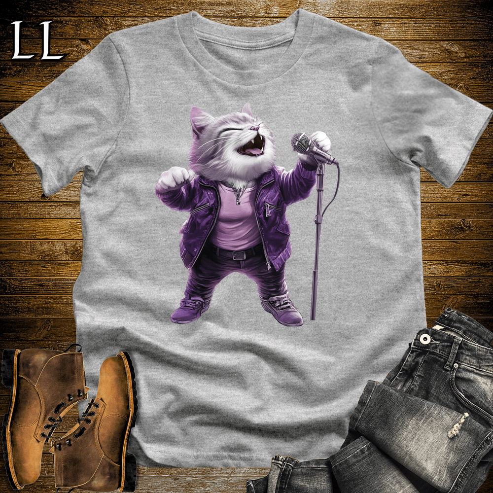 Party Animal Karaoke Cat Sport Grey | Party Animal Tee