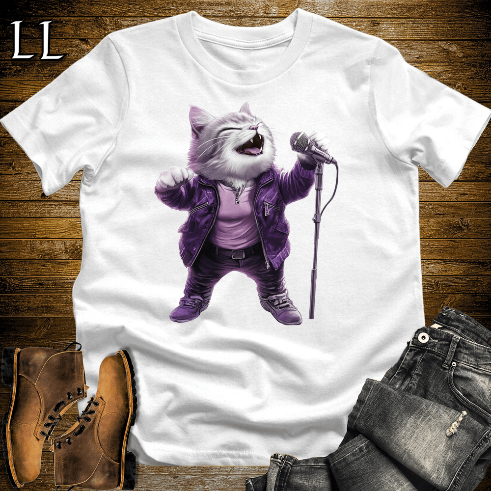 Party Animal Karaoke Cat White | Party Animal Tee