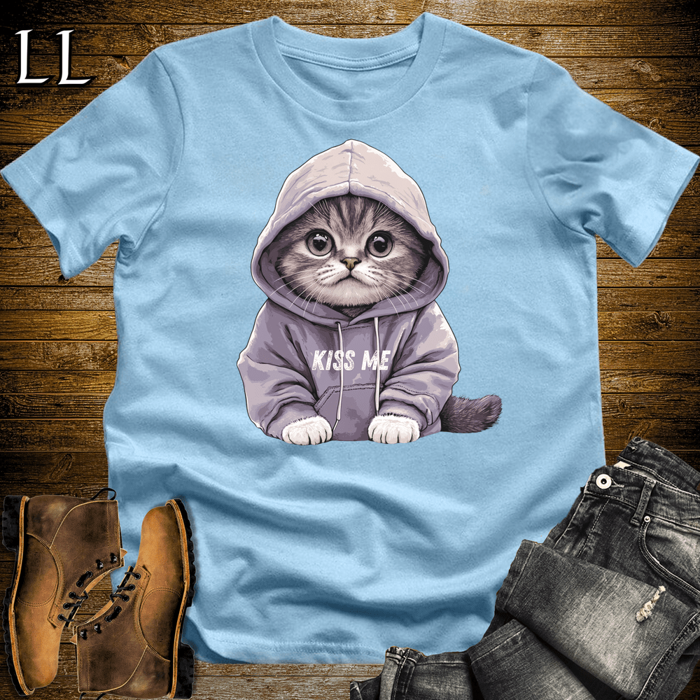 Party Animal Kiss Me Cat Light Blue | Party Animal Tee