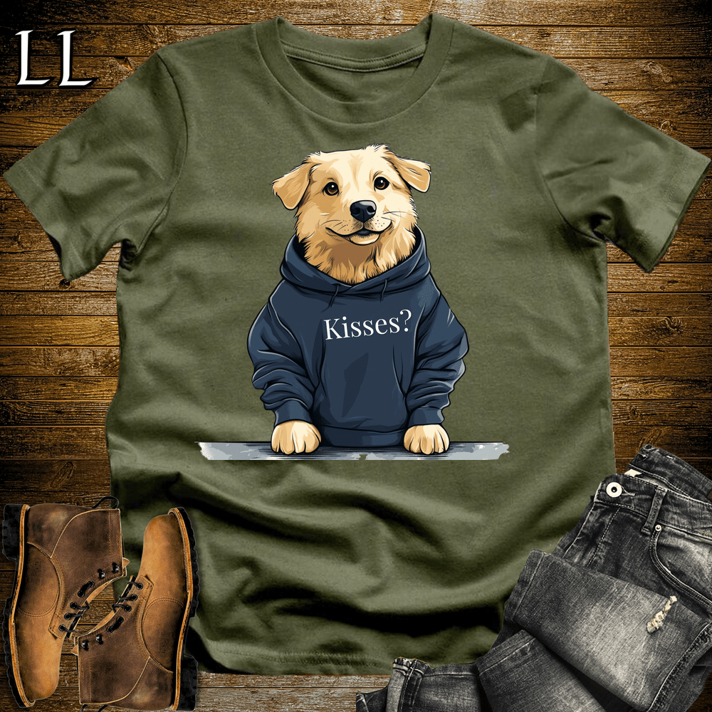 Party Animal Kisses Dog Military Green | Kisses Dog | Party Animal Tee