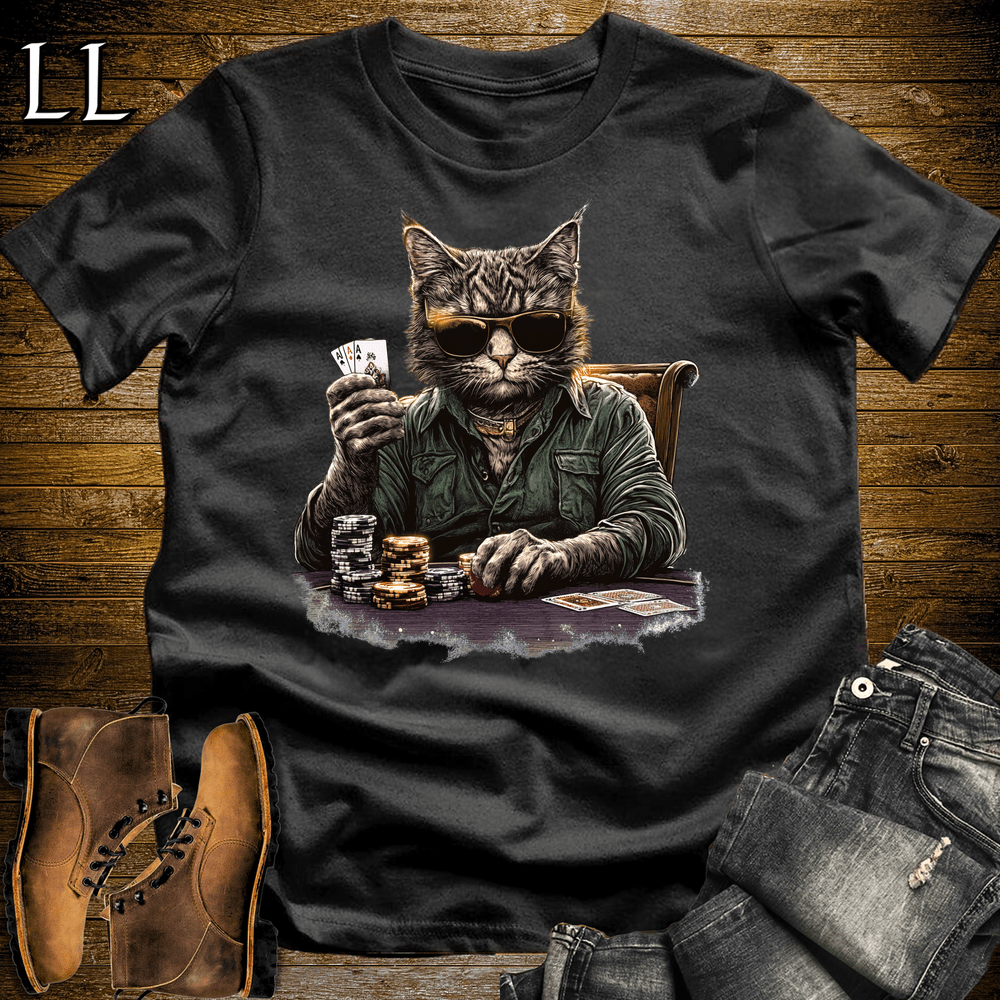 Party Animal Poker Night Cat Black | Party Animal Tee