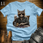Party Animal Poker Night Cat Light Blue | Party Animal Tee