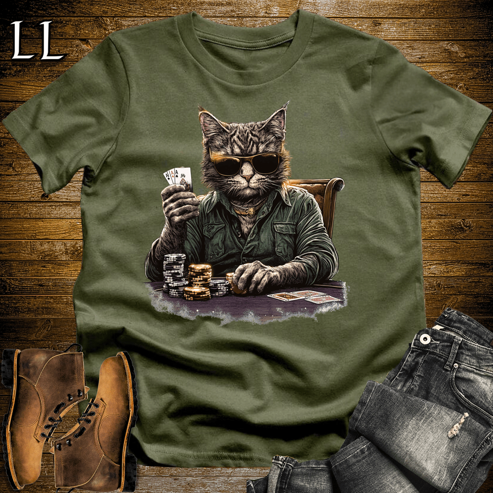Party Animal Poker Night Cat - Military Green - LegacyLayers