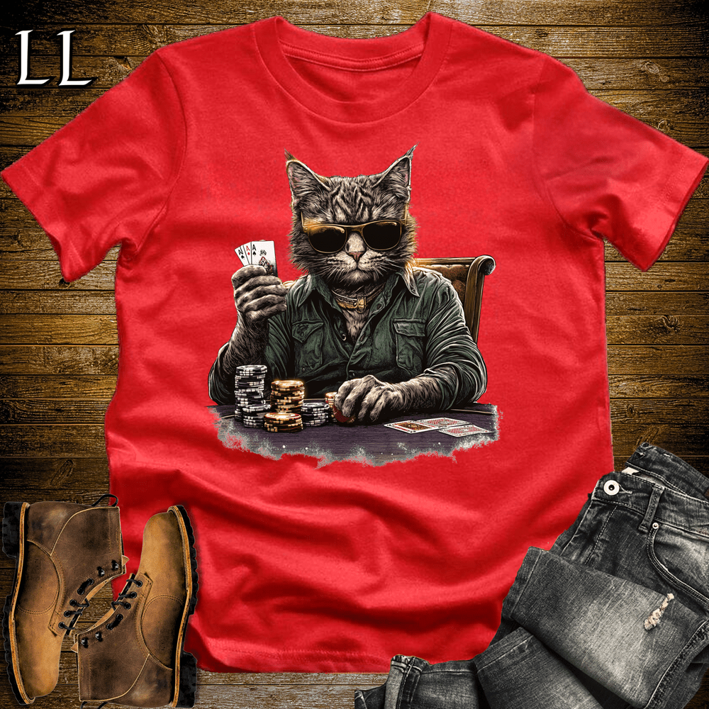 Party Animal Poker Night Cat Red | Party Animal Tee