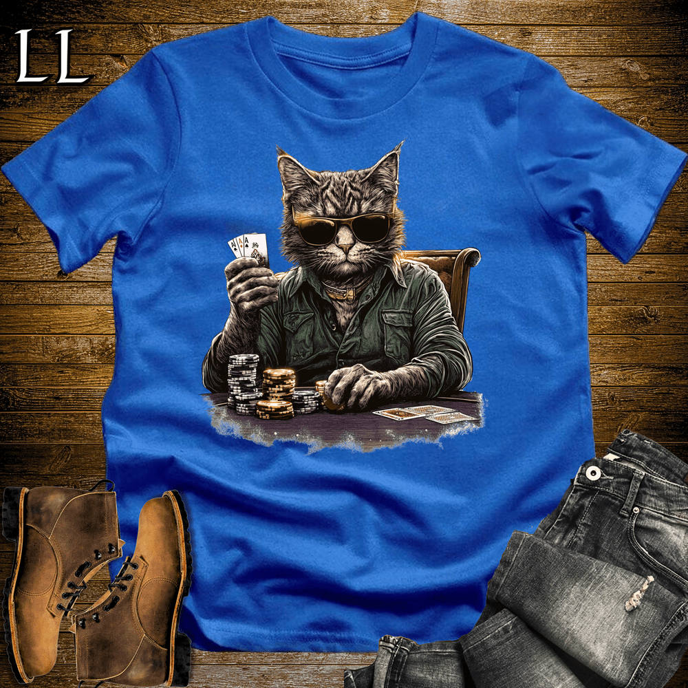 Party Animal Poker Night Cat Royal Blue | Party Animal Tee