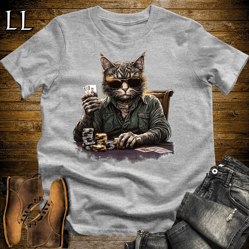Party Animal Poker Night Cat Sport Grey | Party Animal Tee