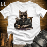 Party Animal Poker Night Cat White | Party Animal Tee
