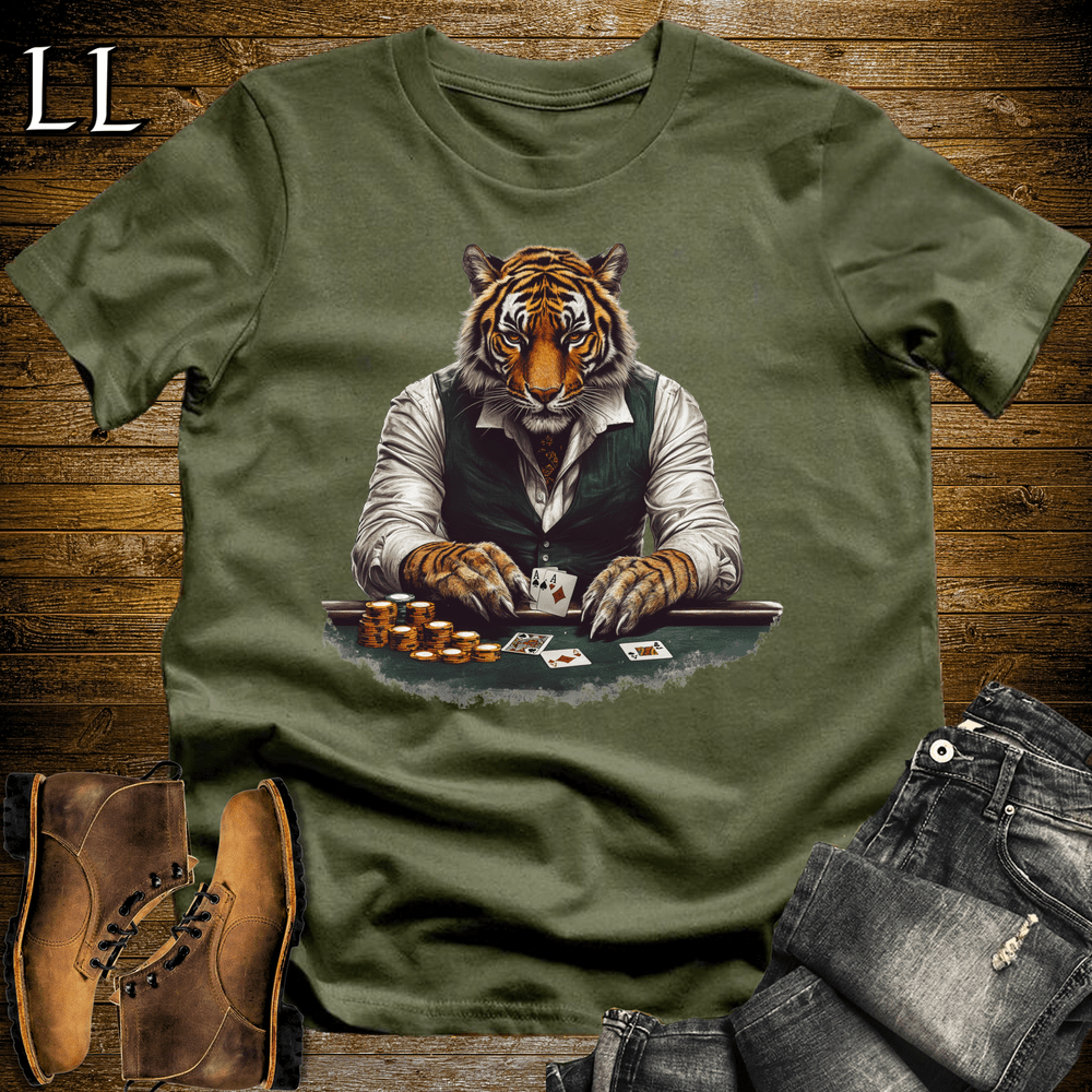 Party Animal Poker Tiger Military Green | Poker Tiger Tee