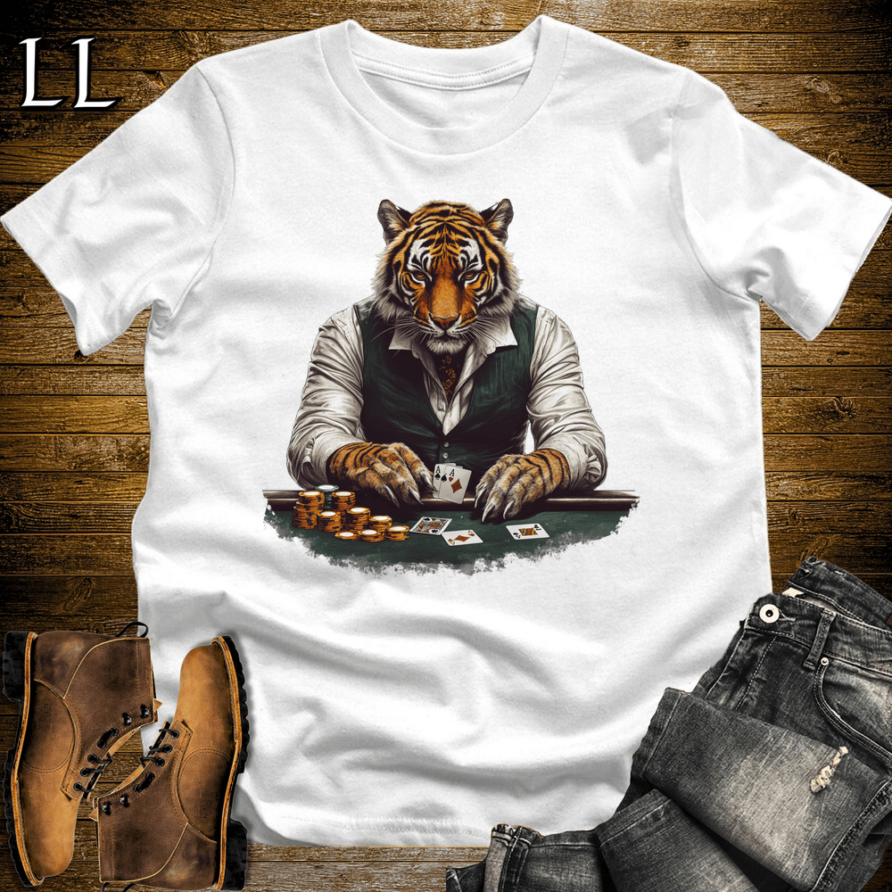 Party Animal Poker Tiger White | Poker Tiger Tee