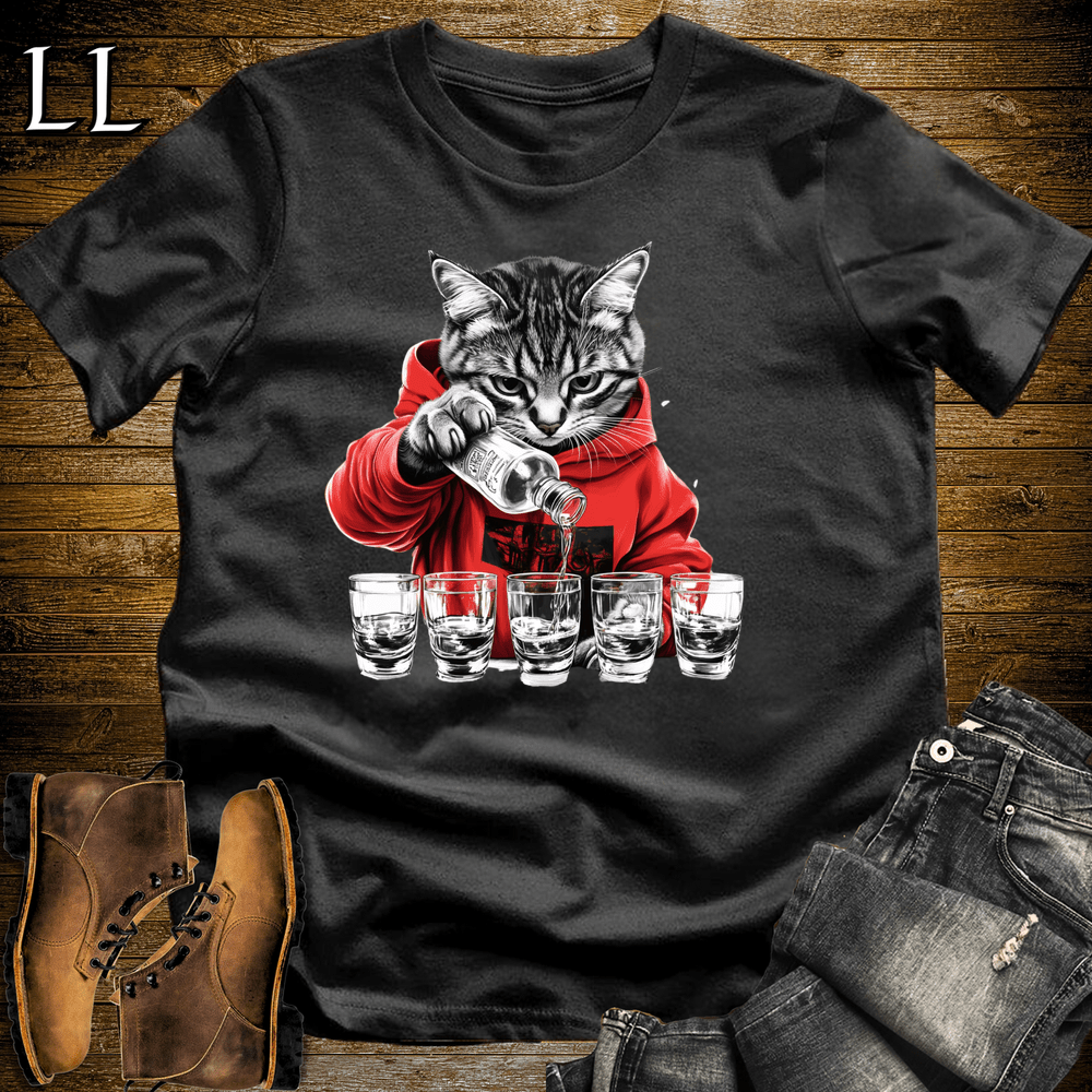 Party Animal Shots Cat Black | Party Animal Tee