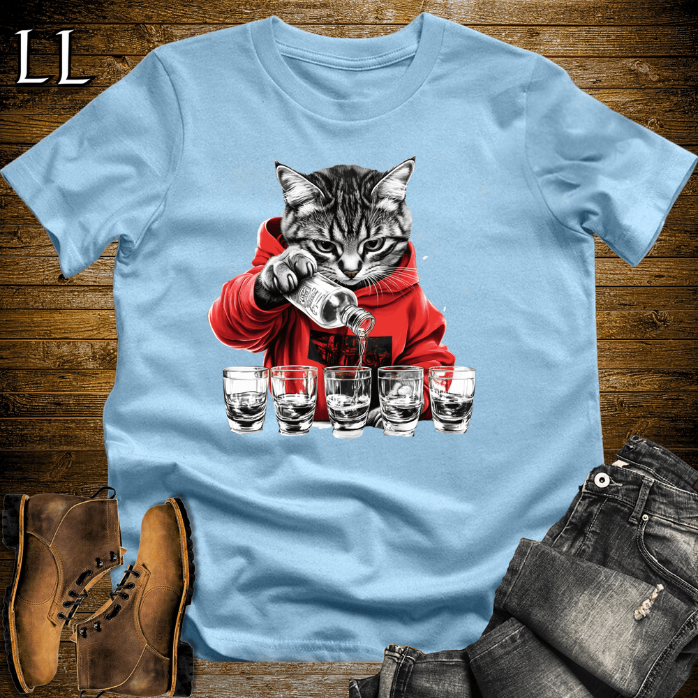 Party Animal Shots Cat Light Blue | Party Animal Tee