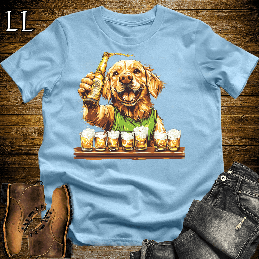 Party Animal Shots Dog Light Blue | Shots Dog | Party Animal Tee