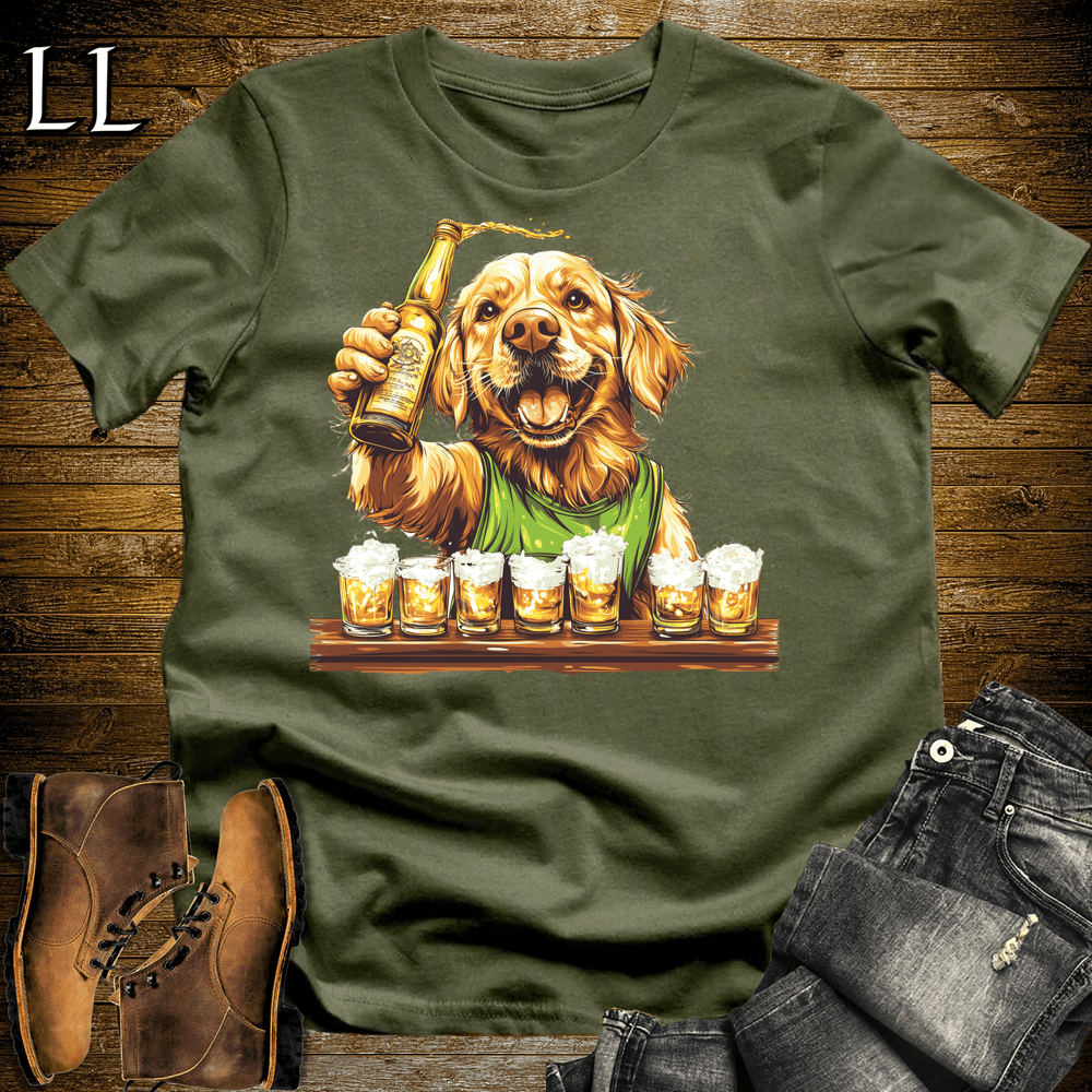 Party Animal Shots Dog Military Green | Shots Dog | Party Animal Tee