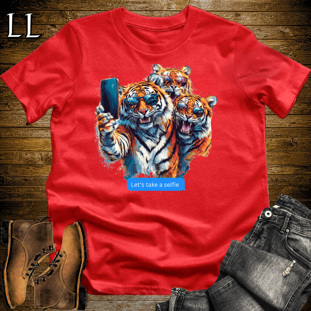 Party Animal Selfie Tiger Red | Selfie Tiger | Party Animal Tee