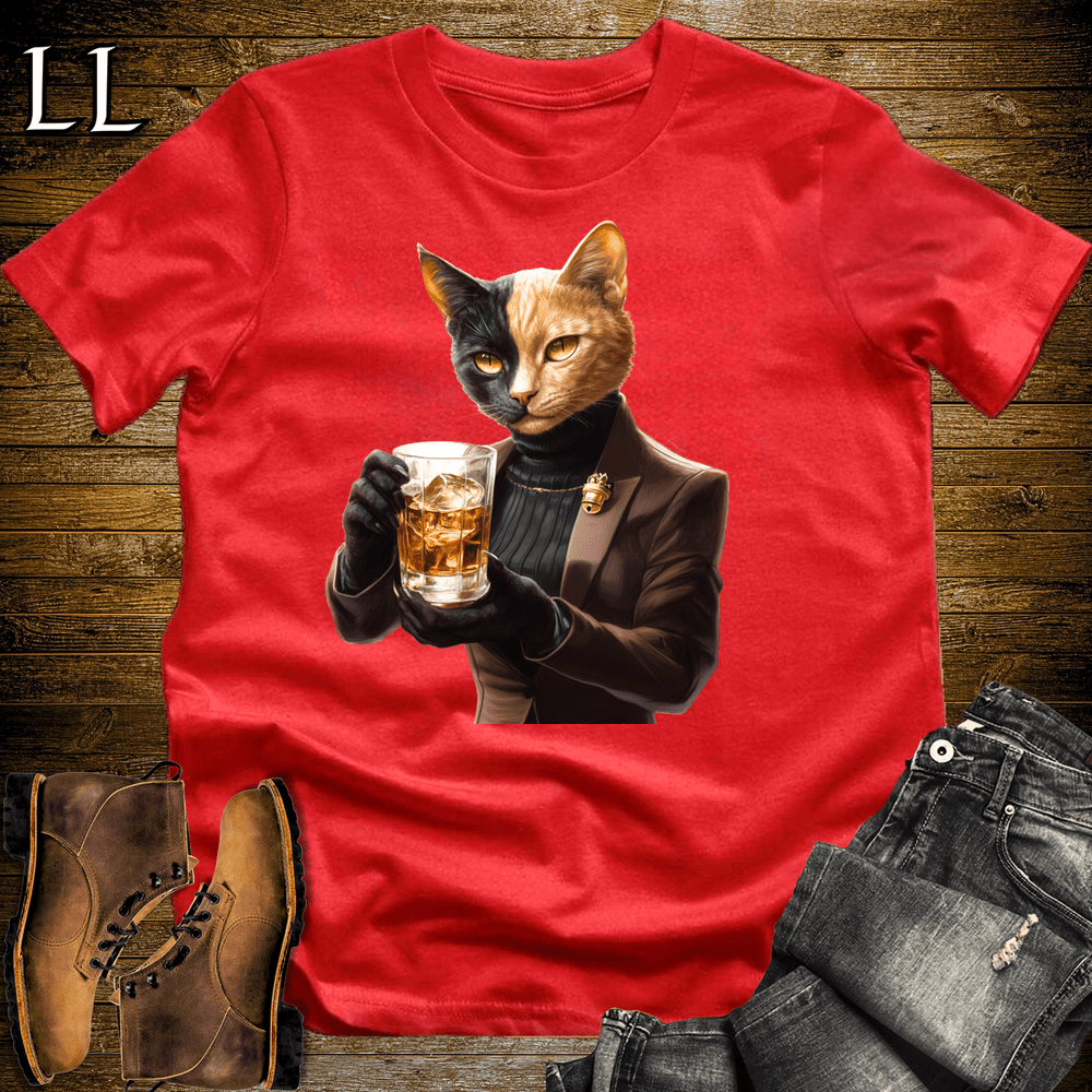 Party Animal Whiskey Cat Red | Whiskey Cat | Party Animal Tee
