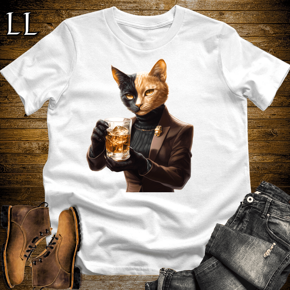 Party Animal Whiskey Cat White | Whiskey Cat | Party Animal Tee