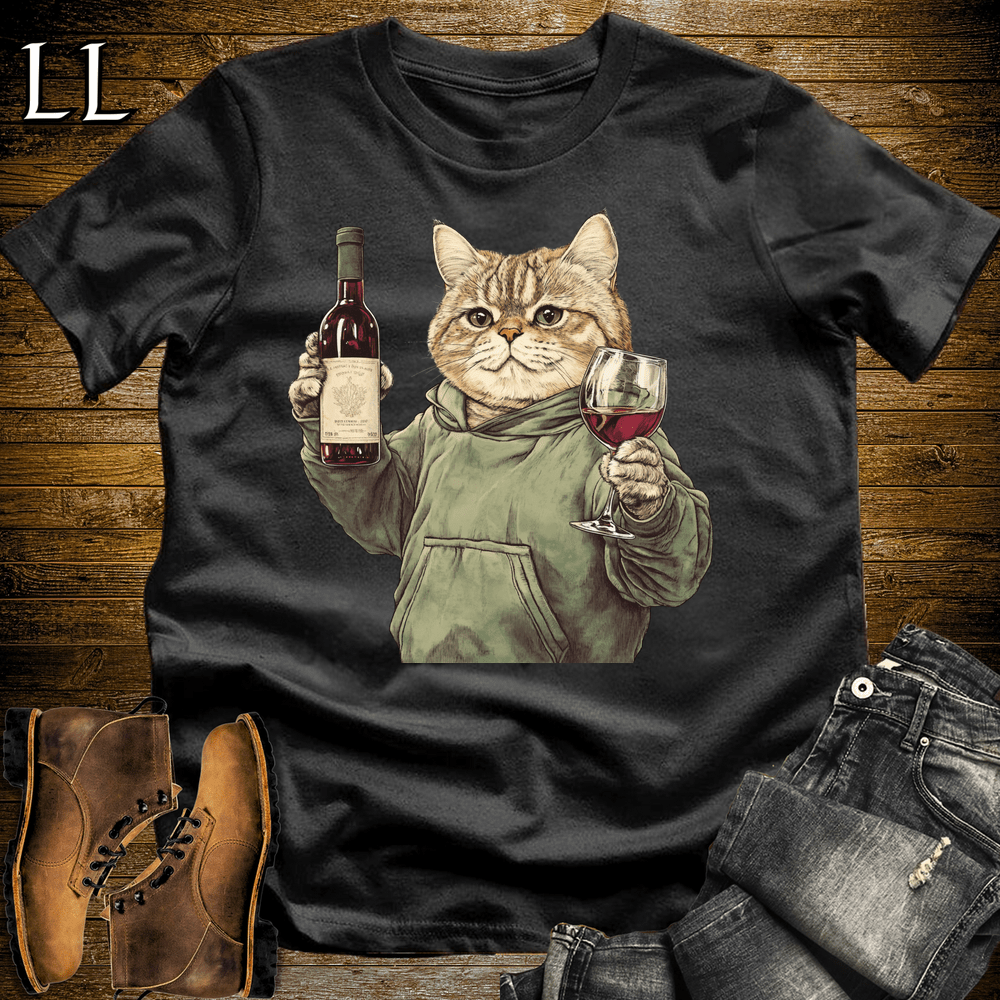Party Animal Wine Night Cat Black | Party Animal Tee