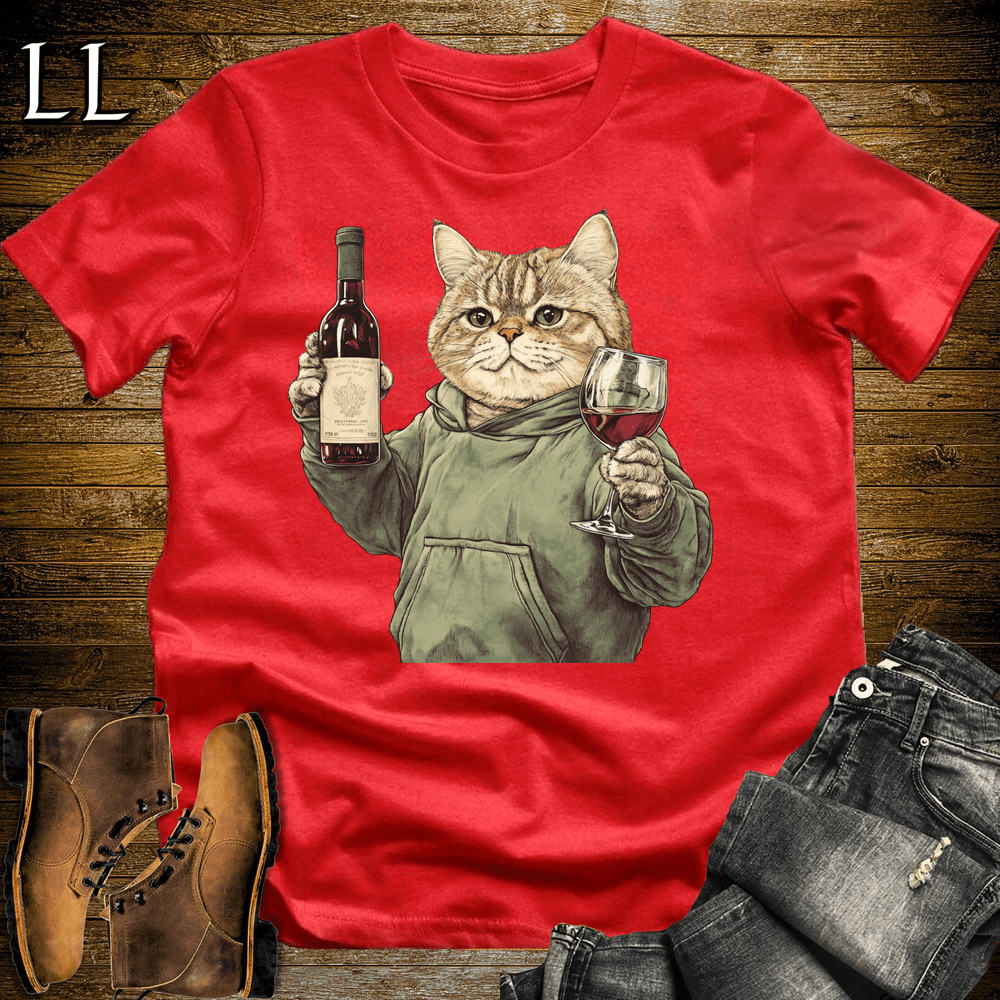 Party Animal Wine Night Cat Red | Party Animal Tee