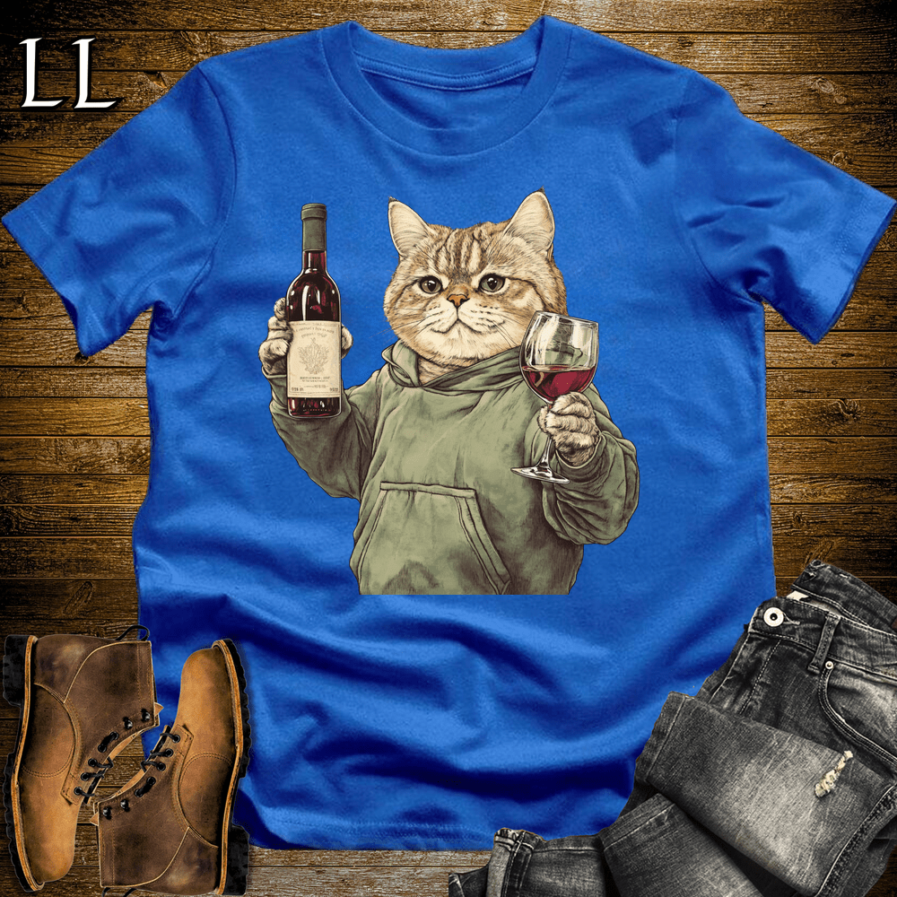Party Animal Wine Night Cat Royal Blue | Party Animal Tee