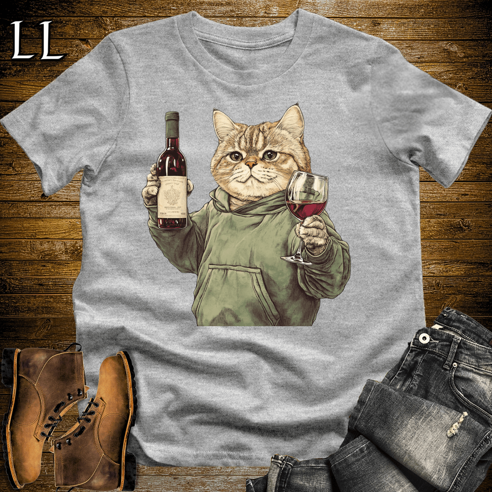 Party Animal Wine Night Cat Sport Grey | Party Animal Tee